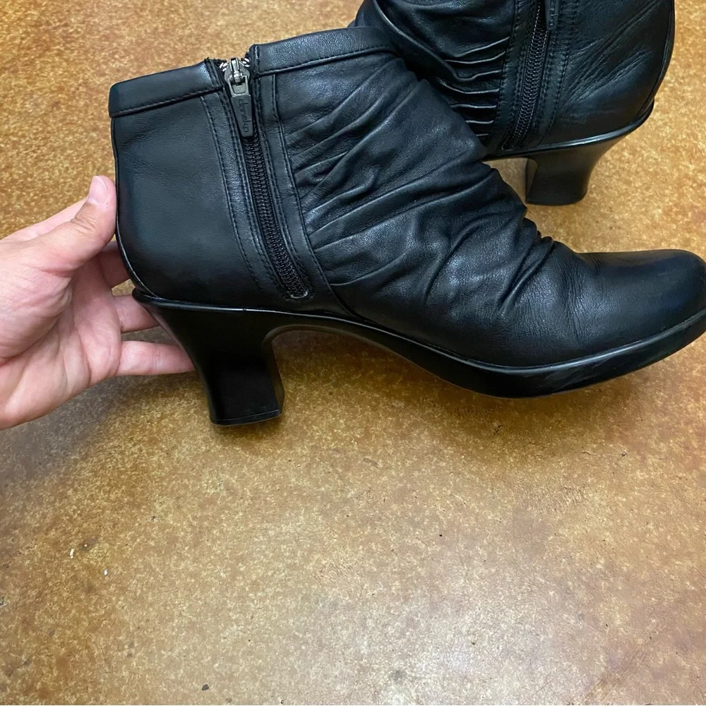 Dansko Heeled Boots Black Runched Buffy Zip Ankle Size EU41 US10 - Picture 6 of 15